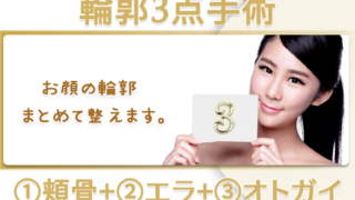輪郭三点手術（輪郭3点手術）のバナー｜頬骨+エラ+オトガイ