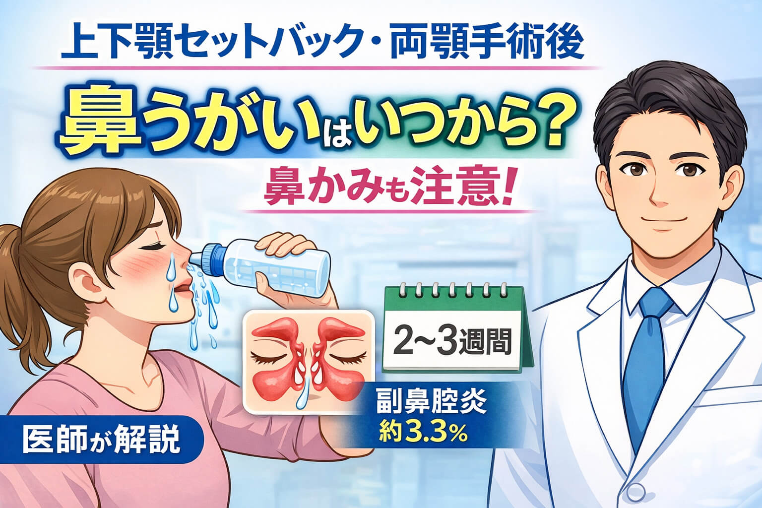 上下顎セットバック・両顎手術後に鼻うがいはしていい？鼻かみはいつから可能かを解説