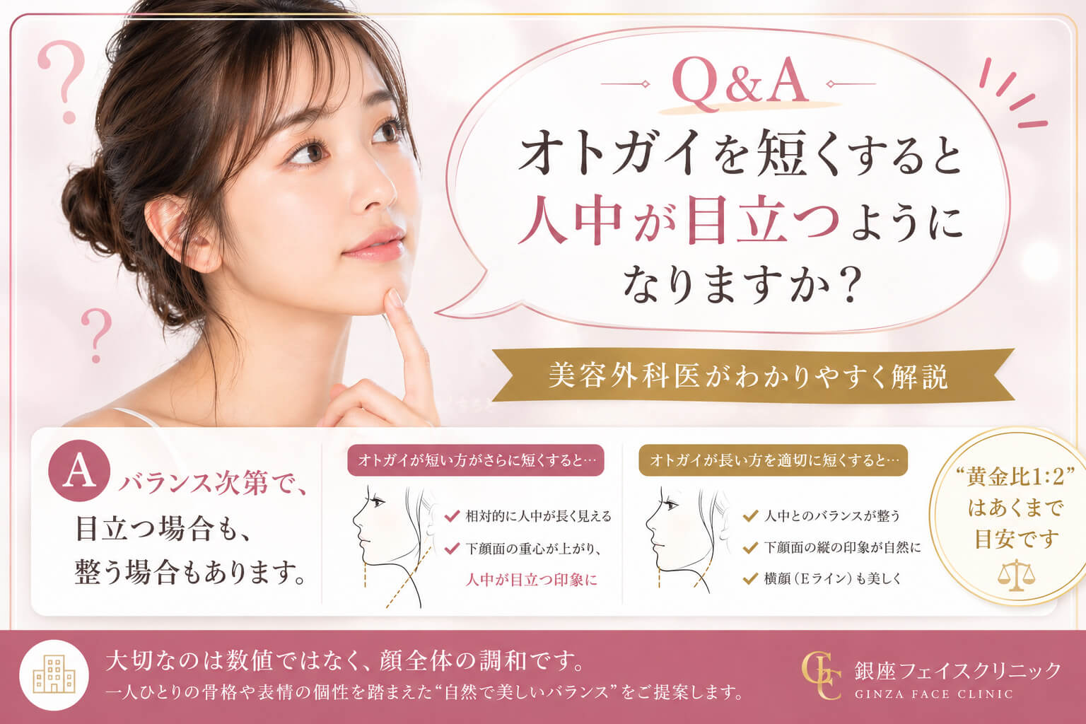 オトガイを短くすると人中は目立つ？｜銀座フェイスクリニック院長奥田宗央が解説